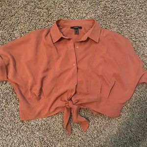 Button Up Orange Crop-Top tied size(M)